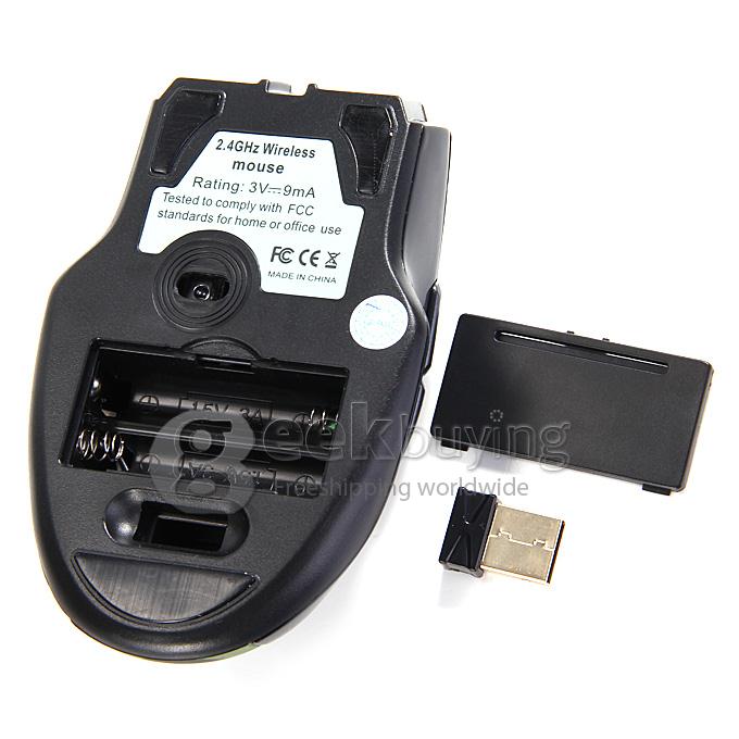 L-535 2.4GHz Wireless 1600DPI USB Optical Mouse with USB Receiver for PC Notebook TV Box - Camouflage Green
