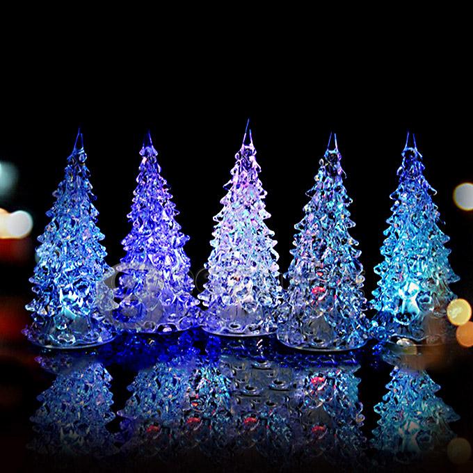 [HK Stock] New Year Christmas Mini Crystal Color Changing LED Tree Decoration Night Light Lamp Gift for Baby