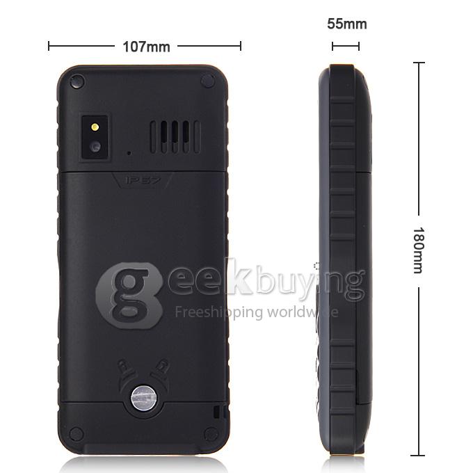 AGM Stone 2 IP67 Waterproof Dust Resistant Shock Resistant Flashlight FM Dual SIM Cards GSM Cell Phone - Black