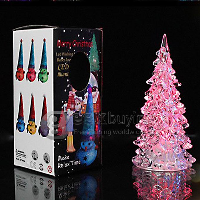[HK Stock] New Year Christmas Mini Crystal Color Changing LED Tree Decoration Night Light Lamp Gift for Baby