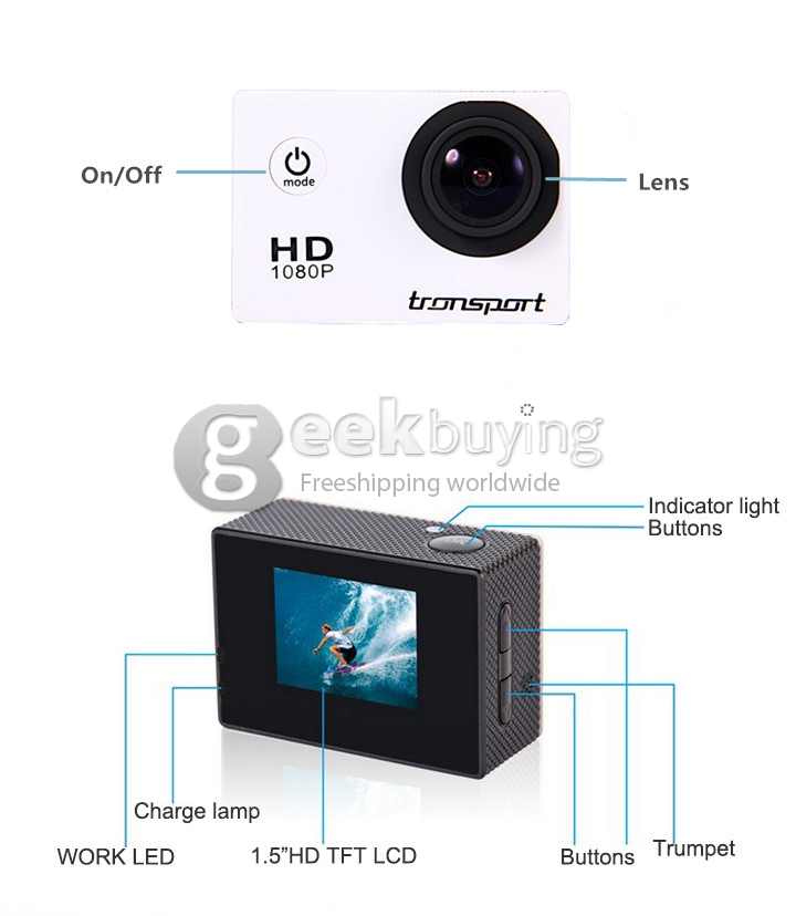 Tronsport Original SJ4000 Novatek 12MP 1080P Action Camera 1.5