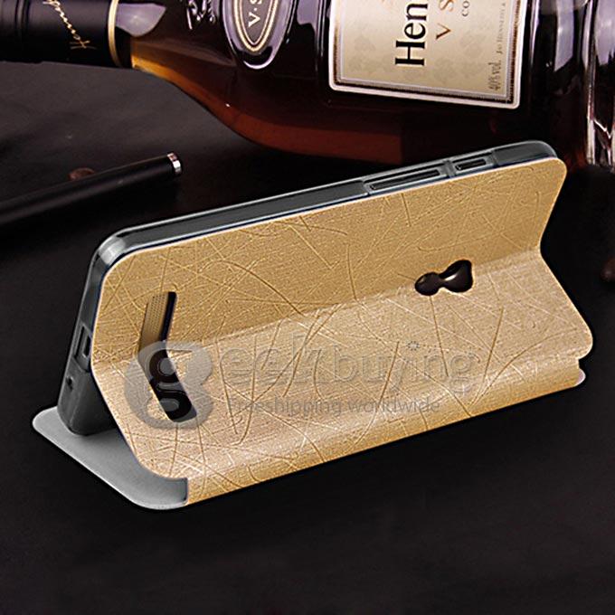 MOFI Rui Series Polycarbonate Flip Stand Cover Protective Leather Case for Asus ZenFone 5 - Golden