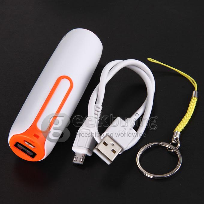 New 2600mAh Portable Mini Power Bank Tube External Battery for Smartphone Tablet iPhone iPad iPod - Orange
