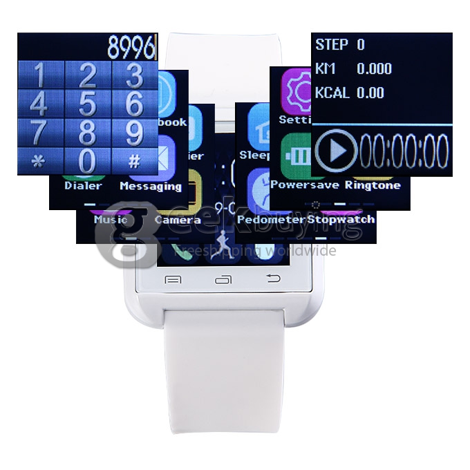 U8 Plus Bluetooth Touch Screen Bluetooth 3.0 Smart Wrist Watch Anti-lost Remote Camera for iPhone Android Phone - White