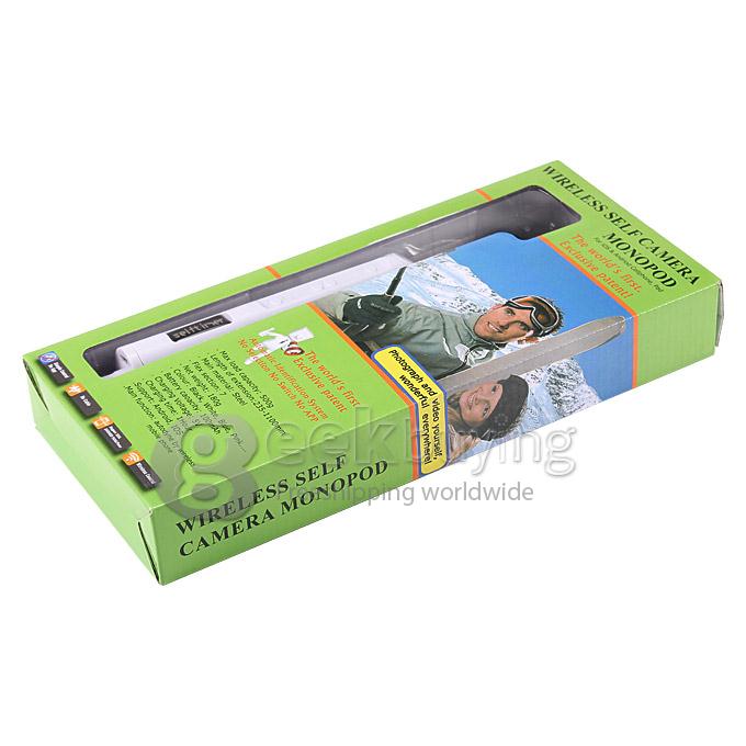 Extendable Stretch Wireless Bluetooth Self Camera Monopod Handheld Selfie Stick Support Remote Shutter (110cm) - White