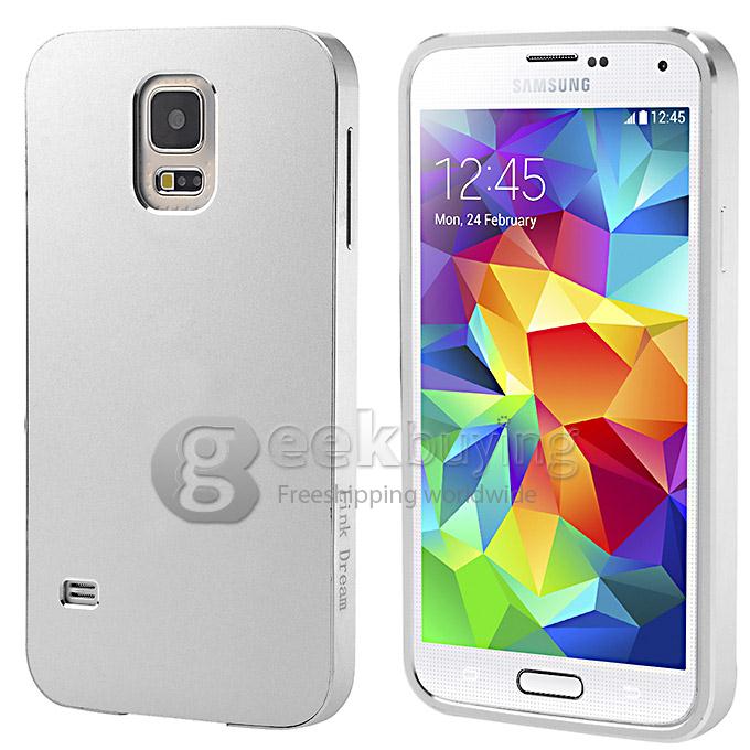 New Aluminum Metal Bumper With Back Cover Case for Sumsang Galaxy S5 i9600 - Silvery