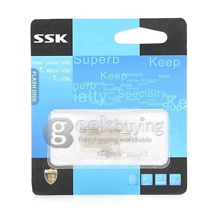 SSK SFD236 64GB USB Micro-USB2.0 OTG Flash Drive for Smart Phone - Silver
