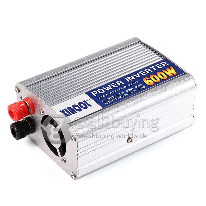 XINCOL Ultra Compact 600W Car DC 12V to AC 220V USB Power Inverter - Silver