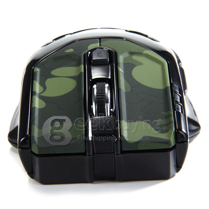 L-535 2.4GHz Wireless 1600DPI USB Optical Mouse with USB Receiver for PC Notebook TV Box - Camouflage Green