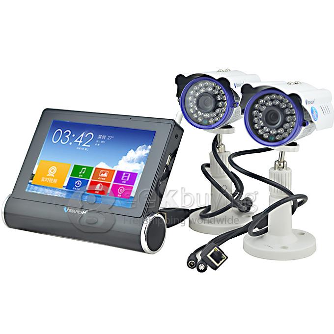 NVS-K200+C7815WIP 1/4 inch 720P CMOS Sensor 2 Channel HD Network Video Recorder WiFi Music 7 Inch Capacitive Screen