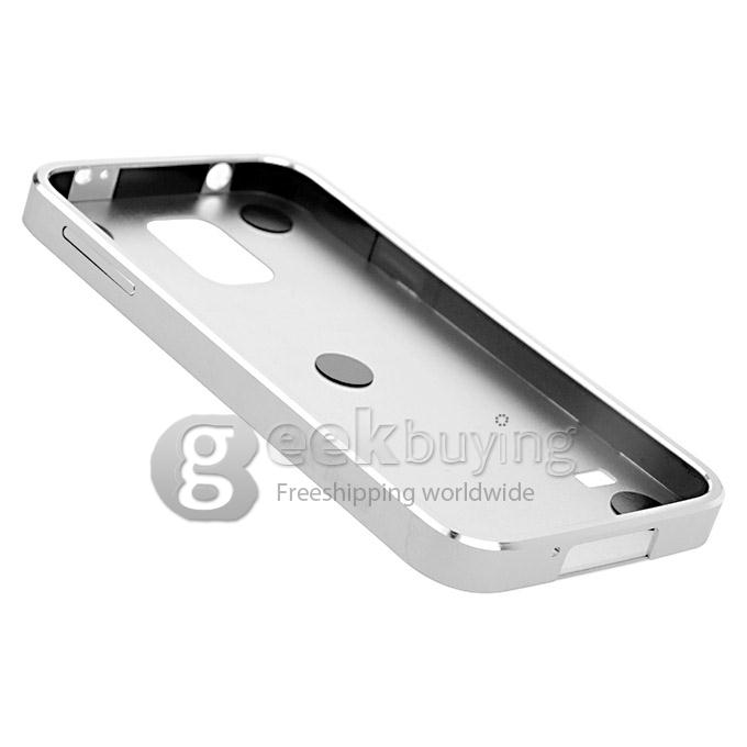 New Aluminum Metal Bumper With Back Cover Case for Sumsang Galaxy S5 i9600 - Silvery