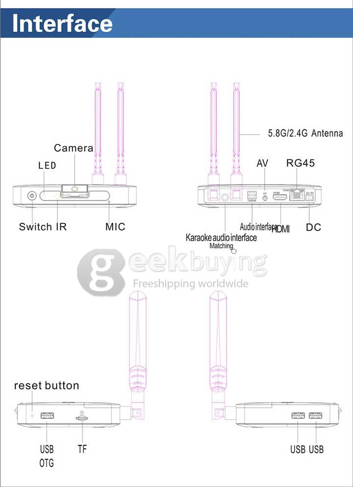 Karaoke System CS4K RK3288 Quad Core Android 4.4 Mini TV BOX HDMI HDD Player 2G/8G 2.4G/5G WIFI Bluetooth 5.0mp Camera Wireless Microphone