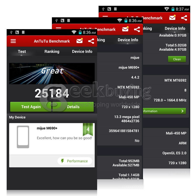 MIJUE M690 MTK6592 Octa Core 1.7GHz Smartphone 5.0 Inch IPS HD Screen Android 4.4 1GB RAM 8GB ROM 8.0MP 3G/OTG - White