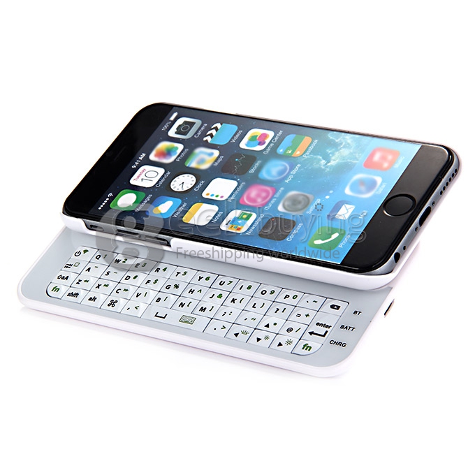 New Mini Wireless Bluetooth Keyboard Sliding Slide Out Keyboard Case Cover for iPhone6 - White