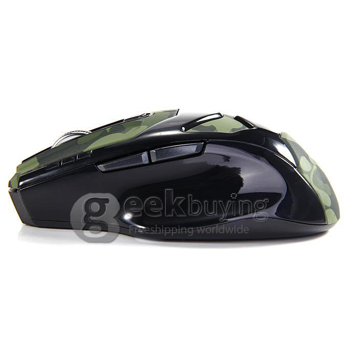L-535 2.4GHz Wireless 1600DPI USB Optical Mouse with USB Receiver for PC Notebook TV Box - Camouflage Green