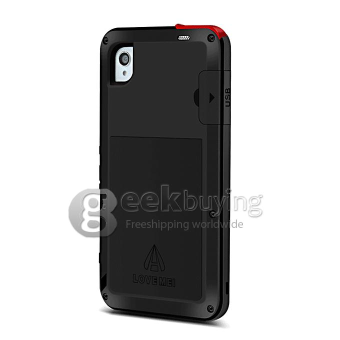 [Spain Stock]  Lovemei Aluminum Powerful Shockproof Gorilla Glass Metal Case Protective Cover for SONY Xperia Z3 - Black