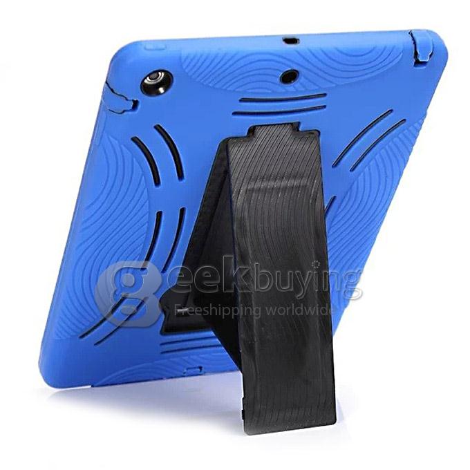 Shockproof Hybird Armor Military Duty Hard Case With Holder Cover for iPad Air 2 - Blue