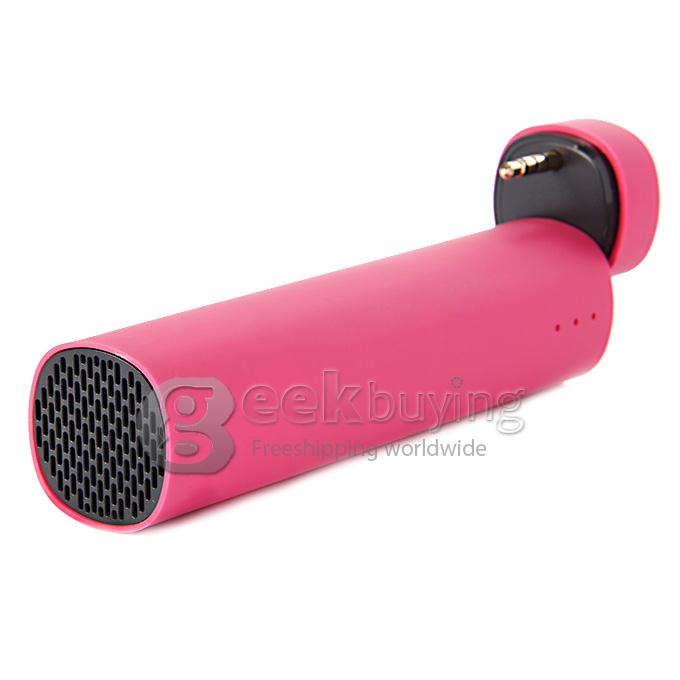 3 IN 1 Portable 4000mAh Power Bank Battery Charger + Speaker + Stand for Smartphone - Rose Red