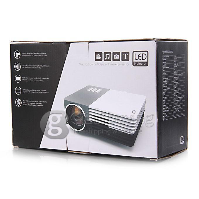 GM50 Multimedia 30W 80LM 1080P LCD Image System LED Projector HDMI VGA SD Card Slot (US Plug) - White