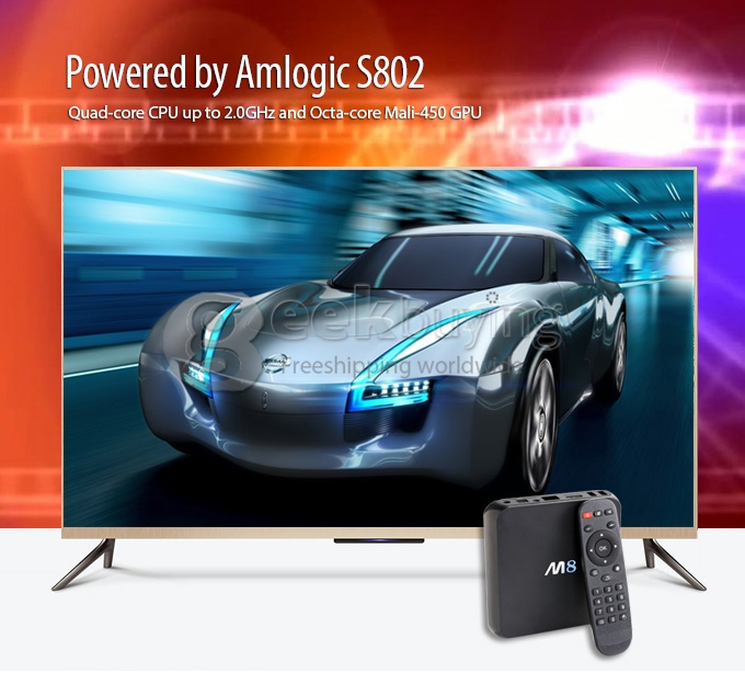 M84K Amlogic S802 Quad Core 2.0 GHz Android 4.4 HD 4K Mini TV BOX HDMI HDD Player 2G/8G Dual Band 2.4G/5G WIFI XBMC Patch Bluetooth - Black