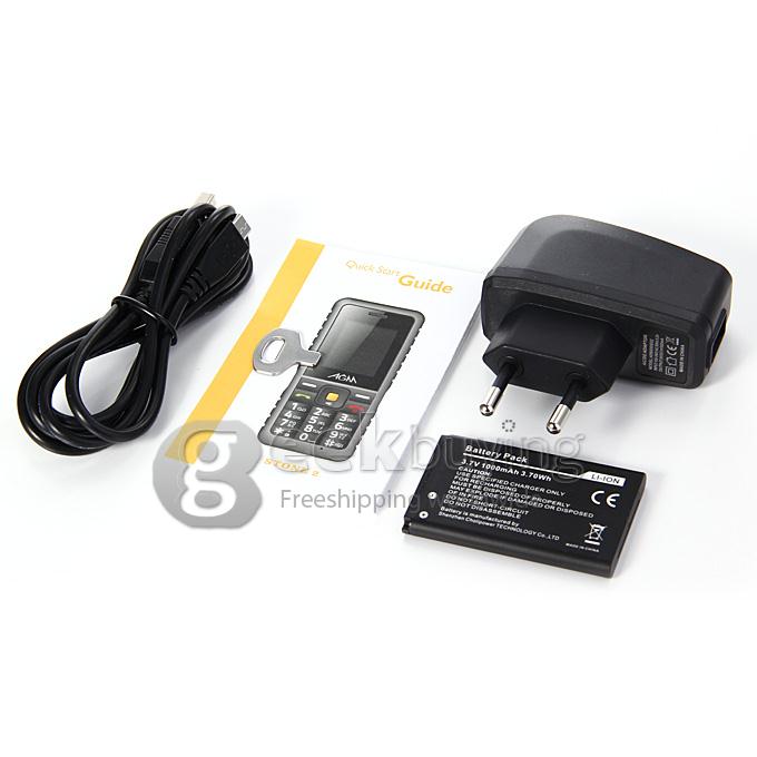 AGM Stone 2 IP67 Waterproof Dust Resistant Shock Resistant Flashlight FM Dual SIM Cards GSM Cell Phone - Black