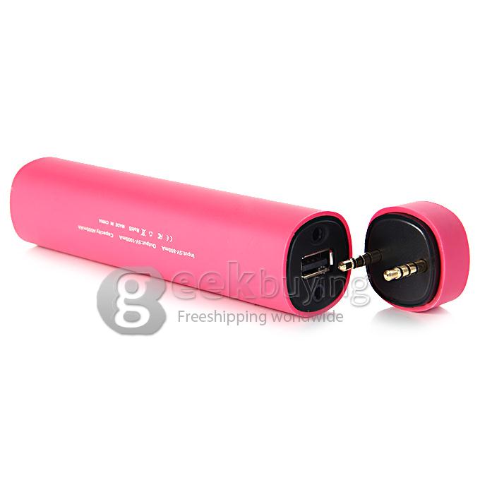 3 IN 1 Portable 4000mAh Power Bank Battery Charger + Speaker + Stand for Smartphone - Rose Red