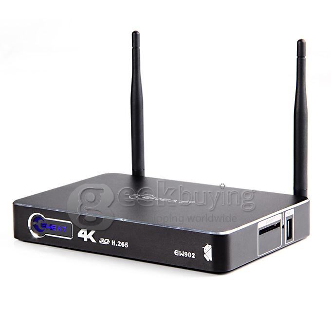EW902 Realtek RTD1195 Dual Core Android 4.4 Mini TV BOX HDMI HDD Player 1G/8G WIFI Bluetooth 4K 3D HDMI IN USB3.0 1000M Ethernet SATA - Black