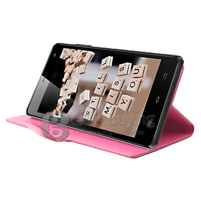 Protective PU Leather Hard Case Flip Cover Shell for THL 5000 - Pink