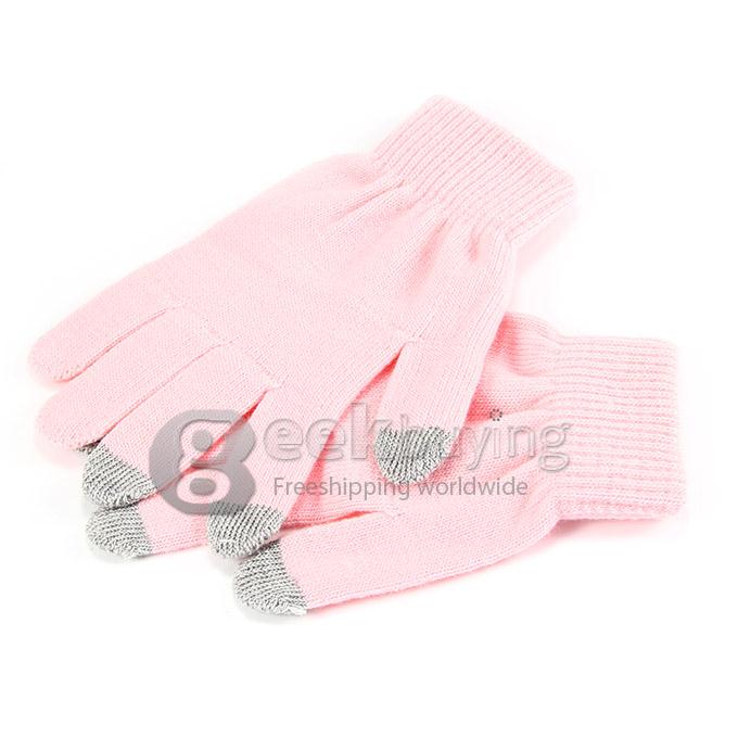 Women Magic Capacity Touch Screen Gloves Texting Stretch Winter Knit for Smartphone Iphone Tablet - Pink