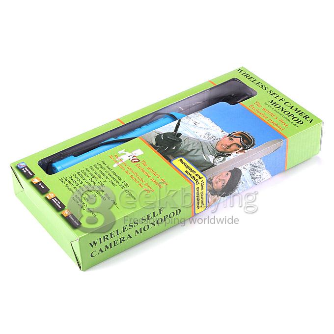 Extendable Stretch Wireless Bluetooth Self Camera Monopod Handheld Selfie Stick Support Remote Shutter (110cm) - Blue