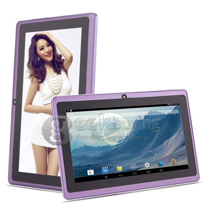 Q90 Allwinner A23 7 Inch Tablet PC Android 4.4 OS 4GB ROM Capacitive Touch Screen Dual Cameras - Purple