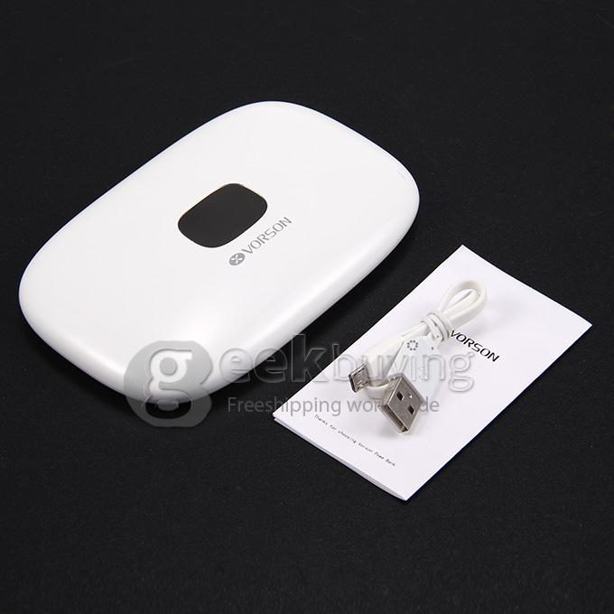 Vorson Pebble 12000mAh Dual USB Power Bank External Battery 1A/2.1A with Digital Display for Smartphone Tablet - White