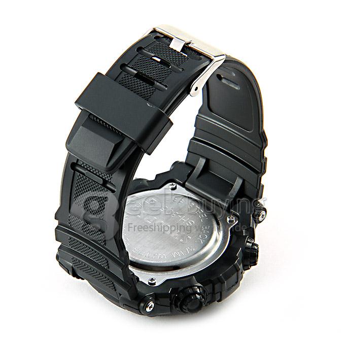 SHHORS 805 Fashion LED Waterproof 30M Rubber Band Digital Quartz Sport Wrist Watch for Man - Blue