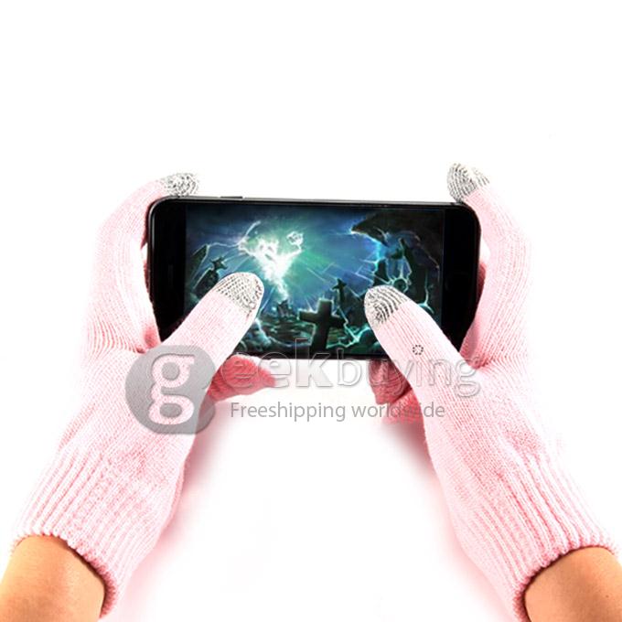 Women Magic Capacity Touch Screen Gloves Texting Stretch Winter Knit for Smartphone Iphone Tablet - Pink