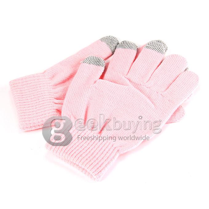 Women Magic Capacity Touch Screen Gloves Texting Stretch Winter Knit for Smartphone Iphone Tablet - Pink