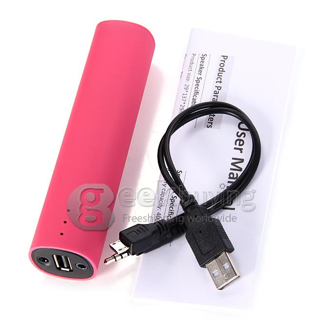 3 IN 1 Portable 4000mAh Power Bank Battery Charger + Speaker + Stand for Smartphone - Rose Red