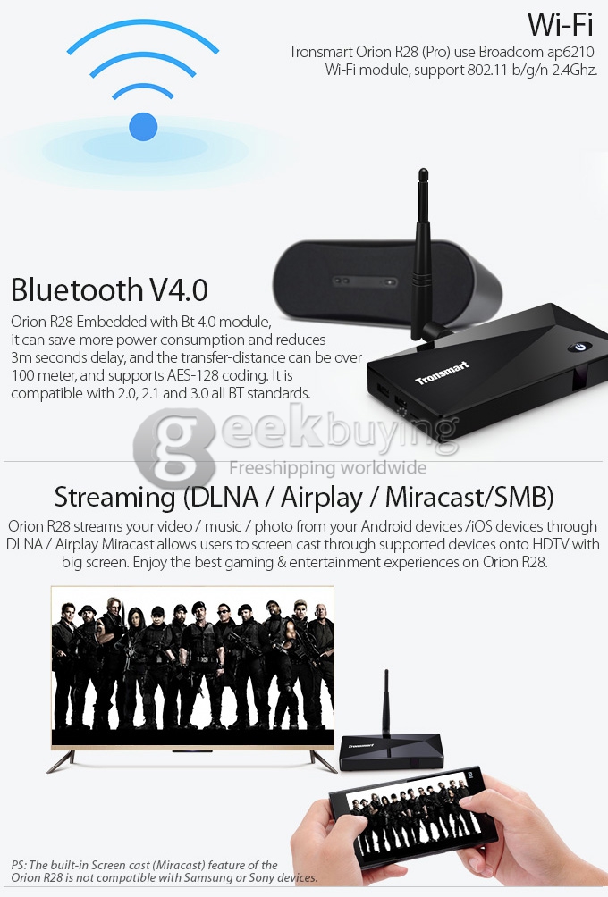 Tronsmart Orion R28 Pro RK3288 Quad Core 1.8GHz Android 4.4 Mini TV Box HDMI HDD Player 2G/8G Wifi Bluetooth Support 4K OTA OTG