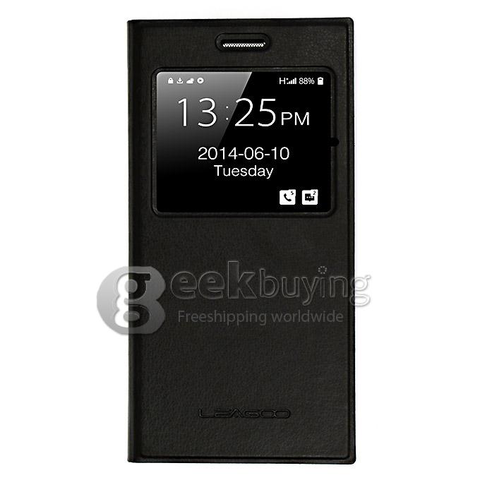Original High Quality Protective PU Leather Hard Flip Cover Shell for LEAGOO Lead 5 - Black