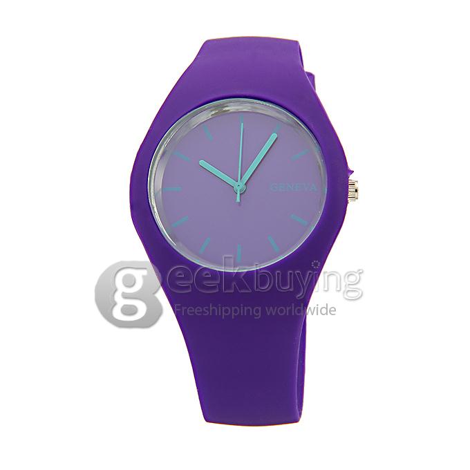 GENEVA Childern Fashion Jelly Style Rubber Band Analog Quartz Sport Watch - Purple