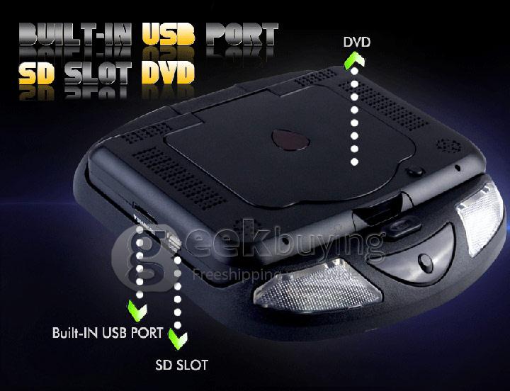 XD906 SUNPLUS 9 Inch Flip Down Roof Mount Car Overhead DVD Player