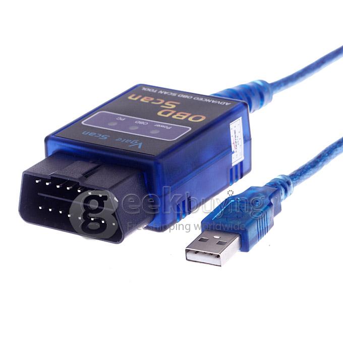 Mini ELM327 USB Vehicle OBD Scan Tool Atuo Diagnostic Scanner - Blue
