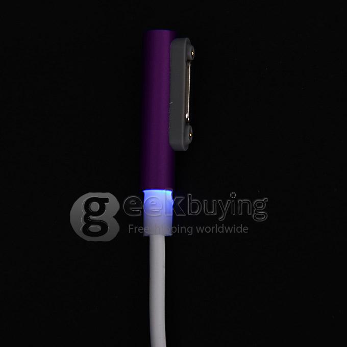 Magnetic Charging Cable Adapter USB Cable LED Smart Prompt for Sony Xperia Z3 Z2 Z1 - Purple
