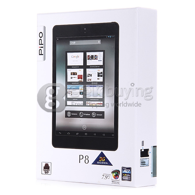 PiPO P8 RK3288 Quad Core 7.9 Inch Android 4.4 OS Tablet PC 2GB/16GB Retina 2048*1536 Touch Screen 2.4G/5G WiFi 3G/GPS White