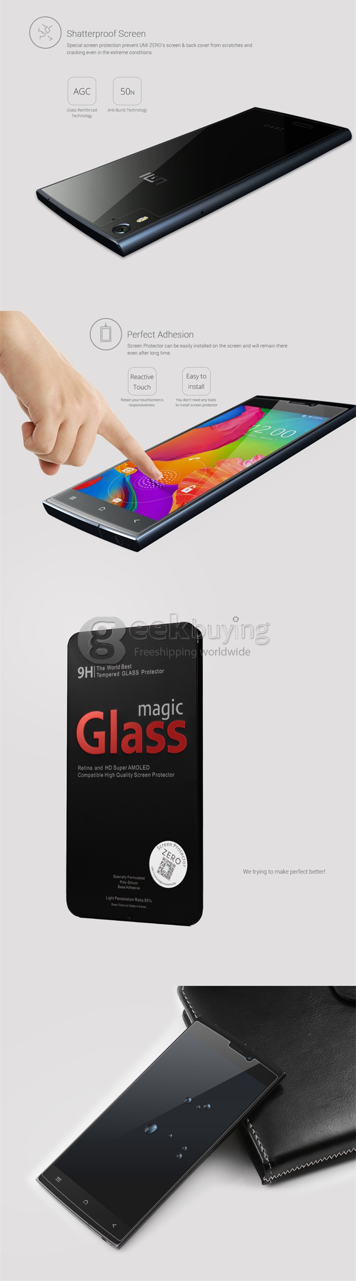 New Premium Tempered Glass Film Screen Protector for UMI ZERO