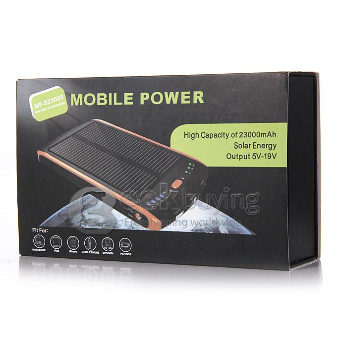 23000mAh High Capacity Solar Panel Multi-Voltage (12V 16V 19V) Portable Charger Power Bank With LED Flashlight