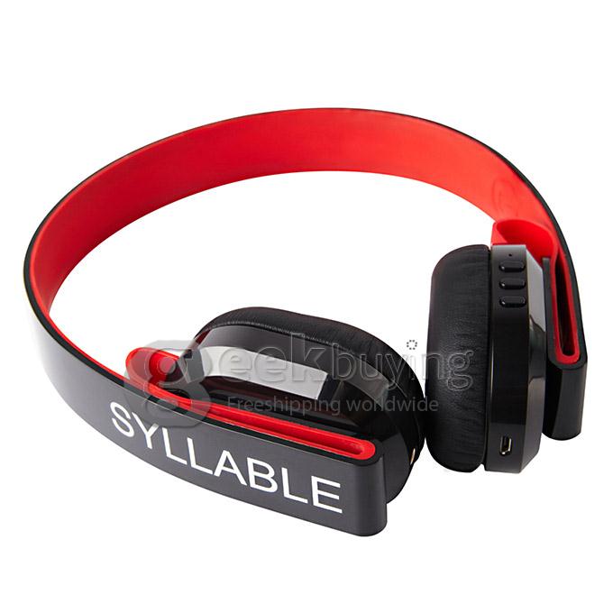 [US Stock] Syllable G600 Wireless Bluetooth 4.0 Headphone Earphone Deep Bass Built-in Mic / 40mm Speaker - Black + Red