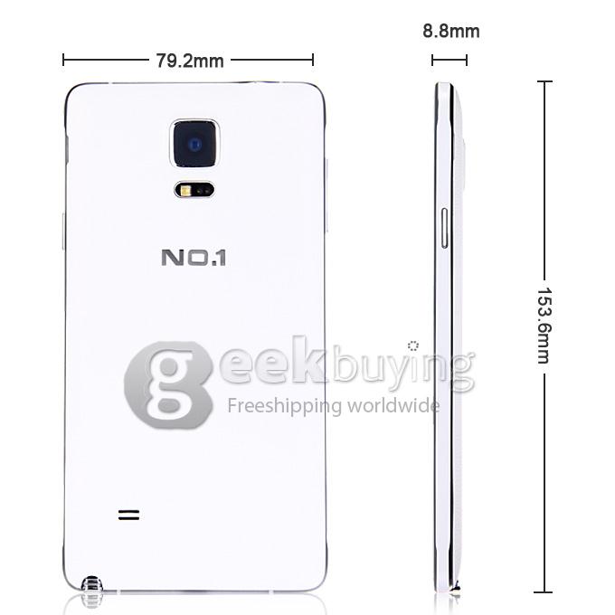 NO.1 Note 4 5.7inch 3G MTK6582 Quad-Core 1.3GHz Smartphone Android 4.4 1GB RAM 8GB ROM 8.0MP+5.0MP HD Air Gesture- White