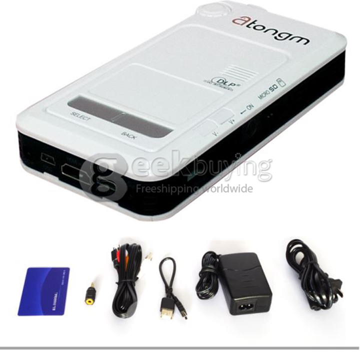 Atongm D9 Ultra-slim Android 4.2 1080P DLP LED Home Theater Projector Wifi HDMI/USB/AV/VGA/OTG/Micro SD Card (US Plug) - White