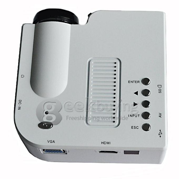 GM40 Multimedia 24W 400Lm 1080P LCD Image System LED Projector HDMI VGA SD Card Slot (US Plug) - White