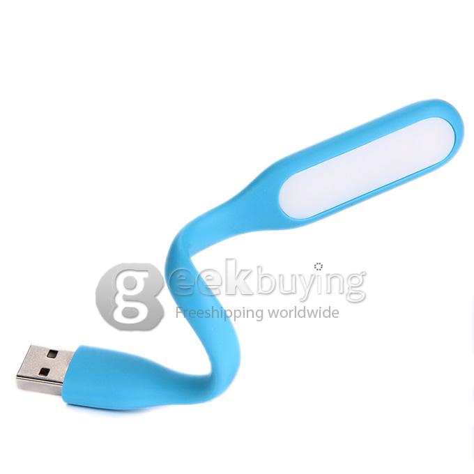 Portable Bendable Mini Silicon 1.2W USB LED Light Lamp 17cm - Blue